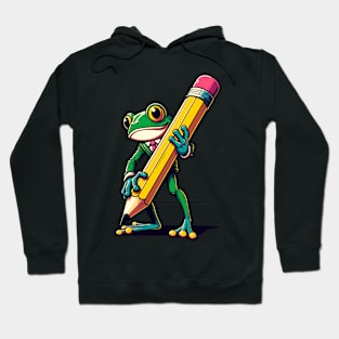 Frog with large pencil Hoodie